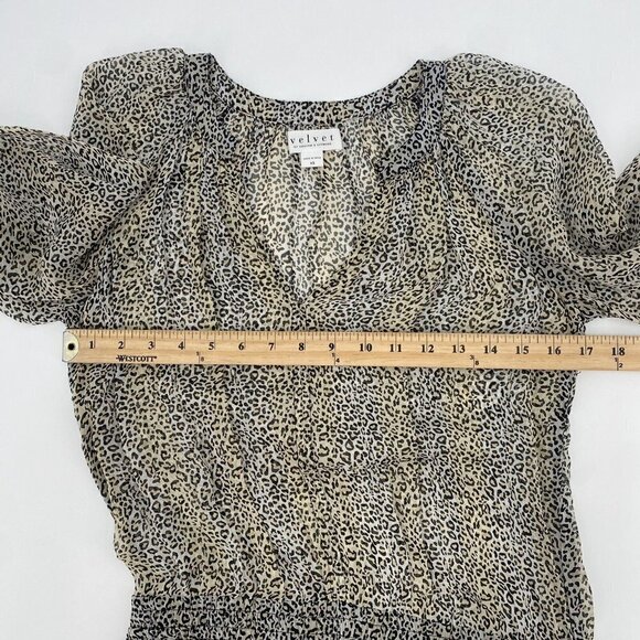 VELVET Graham & Spencer Size XS Sheer Aubrey Leopard Print Dress Long Sleeve - Picture 12 of 15